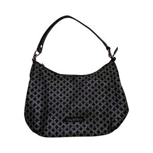 Dana Buchman Vintage Y2K Metallic Silver Black Geometric Shoulder Bag Small Hobo